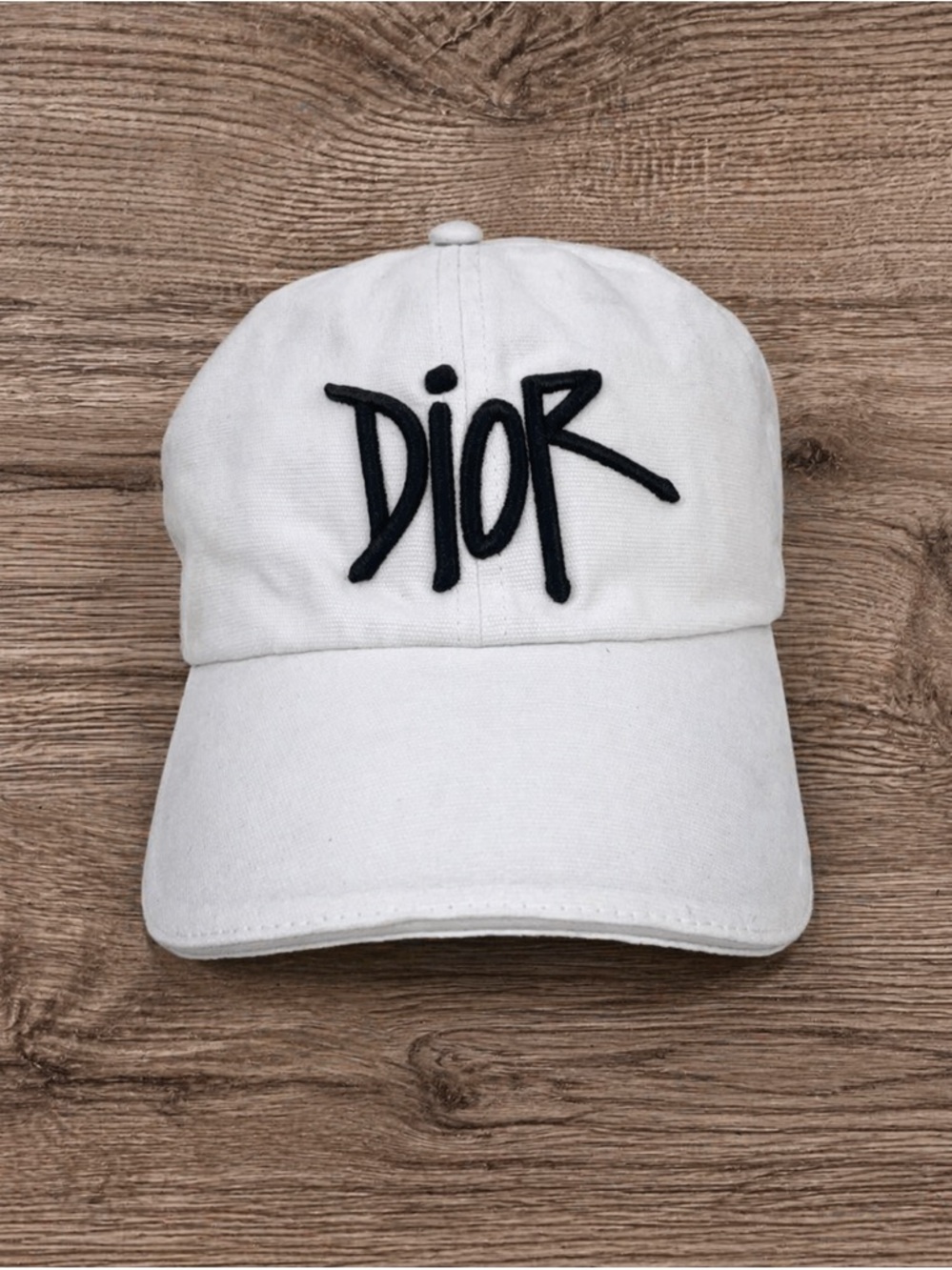 Dior x Shawn Stussy Embroidered Logo Cotton Baseball Cap White Size S
